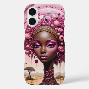Coques iPhone 16 Belle couverture surréaliste de fille noire et vio