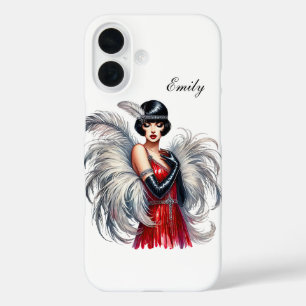 Coques iPhone 16 Belle dame Art Déco ajoutez votre nom 
