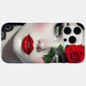 Coques Case-Mate iPhone Belle Femme avec Rose Rouge (Verso (horizontal))
