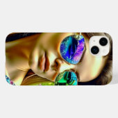 Coques Case-Mate iPhone Belle fille avec lunettes de soleil Fleurs de réfl (Verso (horizontal))