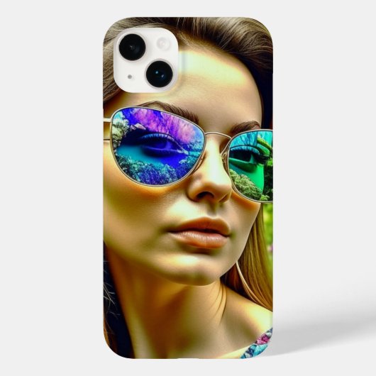 Coques Case-Mate iPhone Belle Fille avec Reflet de Lunettes de Soleil Fleu (Verso)