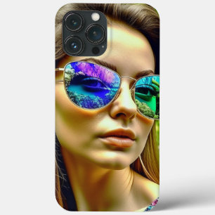 Case-Mate iPhone Case Belle Fille avec Reflet de Lunettes de Soleil Fleu