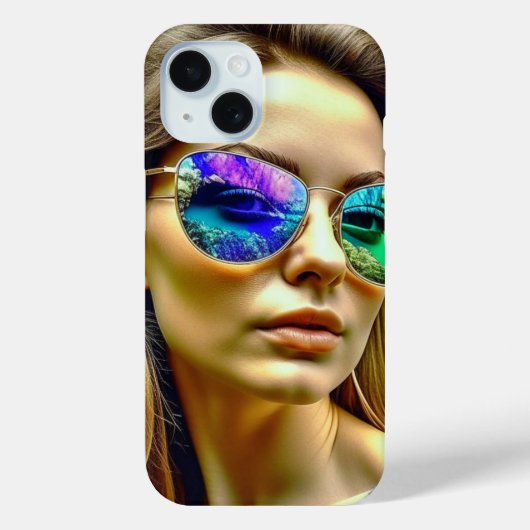 Coques Case-Mate iPhone Belle Fille avec Reflet de Lunettes de Soleil Fleu (Verso)