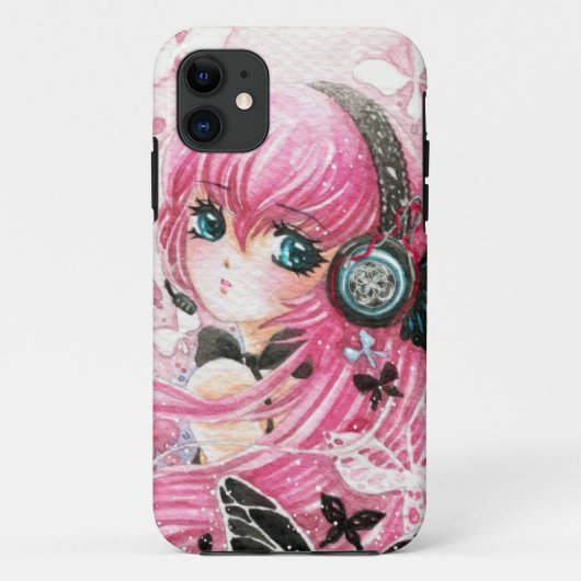 Coques Case-Mate iPhone Belle fille d'anime avec des papillons (Dos)