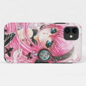Coques Case-Mate iPhone Belle fille d'anime avec des papillons (Dos (Horizontal))
