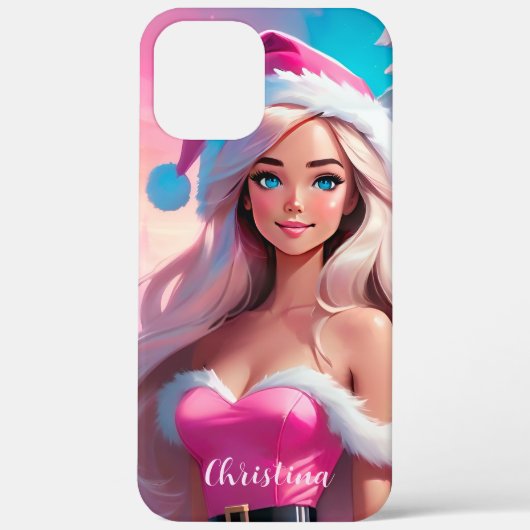 Coques Case-Mate iPhone Belle fille de Noël rose 01 (Verso)