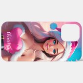 Coques Case-Mate iPhone Belle fille de Noël rose 01 (Retour (horizontal))