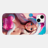 Coques Case-Mate iPhone Belle fille de Noël rose 01 (Verso (horizontal))