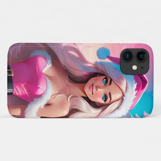 Coques Case-Mate iPhone Belle fille de Noël rose 01 (Dos (Horizontal))