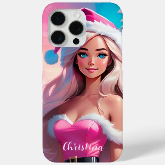 Coques Case-Mate iPhone Belle fille de Noël rose 01 (Verso)