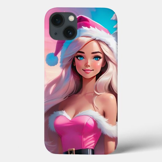 Coques Case-Mate iPhone Belle fille de Noël rose 01 (Verso)