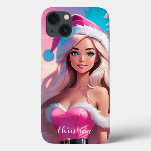 Coques Case-Mate iPhone Belle fille de Noël rose 01 (Verso)