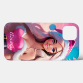Coques Case-Mate iPhone Belle fille de Noël rose 01 (Verso (horizontal))