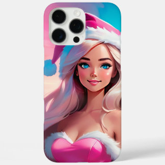 Coques iPhone 16 Pro Max Belle Fille de Noël Rose 01
