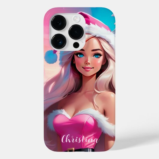 Coques Case-Mate iPhone Belle fille de Noël rose 01 (Verso)