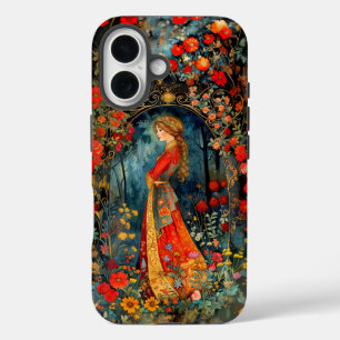Coques iPhone 16 Belle fille de peinture folklorique