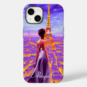 Coque Pour iPhone 14 Belle fille personnalisée Tour Eiffel Paris