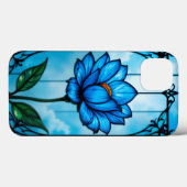Coques Case-Mate iPhone Belle fleur bleue, (Verso (horizontal))