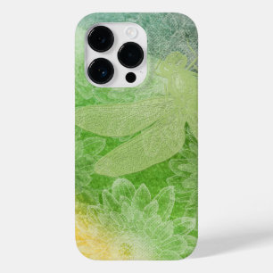 Coque Pour iPhone 14 Pro Belle Fleur de libellules vertes design