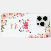Coques Case-Mate iPhone Belle Fleurs Roses Papillon Fille Nom (Verso (horizontal))
