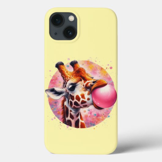 Coques Case-Mate iPhone belle girafe soufflant bubblegum (Verso)