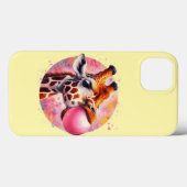 Coques Case-Mate iPhone belle girafe soufflant bubblegum (Verso (horizontal))
