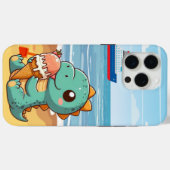 Coques Case-Mate iPhone Belle glace manger dino à la plage (Verso (horizontal))