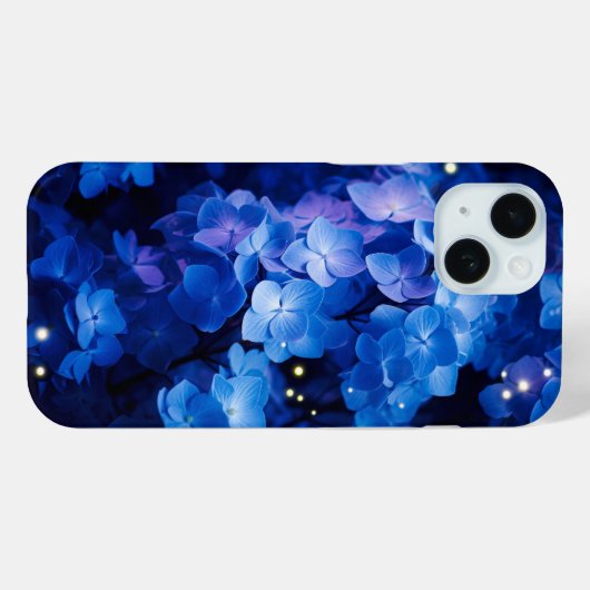Coques Case-Mate iPhone Belle Hydrangée Bleue Fleurs en Nuit (Verso (horizontal))