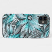 Coques Case-Mate iPhone Belle impression florale bleu sarcelle (Dos (Horizontal))