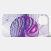 Coques Case-Mate iPhone Belle Initiales Abstraites Fractales Roses Moderne (Verso (horizontal))