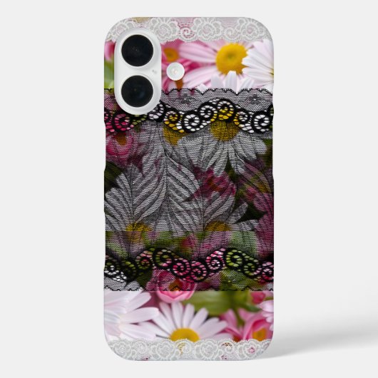 Coques Case-Mate iPhone Belle marguerite photo décorative avec dentelle (Verso)