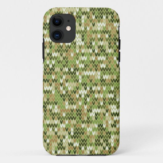 Coques Case-Mate iPhone Belle motif en tricot de mamie vert olive (Dos)