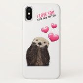 Coques Case-Mate iPhone Belle Otter aux Coeurs Roses Vous Aimez (Dos)