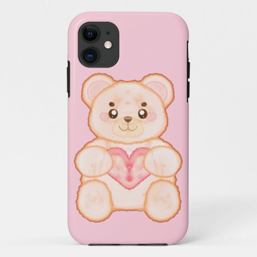 Coques Case-Mate iPhone Belle ours de la Saint Valentin au coeur rouge (Dos)