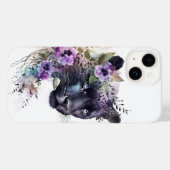 Coques Case-Mate iPhone Belle Panthère Florale Purple Aquarelle (Verso (horizontal))
