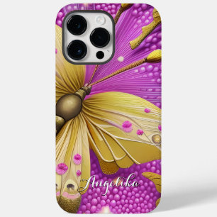 Coque Pour Pour iPhone 14 Pro Max Belle papillon aquarelle dorée personnalisée