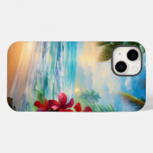 Coques Case-Mate iPhone Belle plage tropicale, palmiers et fleurs (Verso (horizontal))