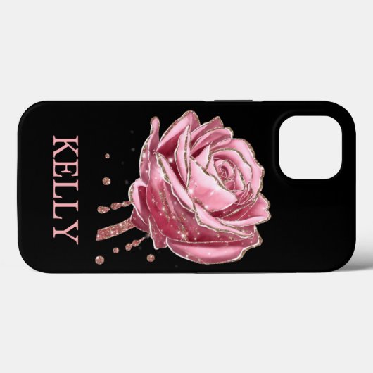 Coques Case-Mate iPhone Belle Rose rose avec Parties scintillant or (Verso (horizontal))