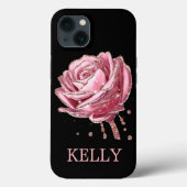 Coques Case-Mate iPhone Belle Rose rose avec Parties scintillant or (Verso)