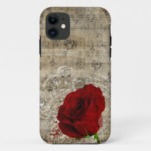 Coque Case-Mate Pour iPhone Belle rose rouge notes piano tourbillonné