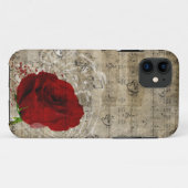 Coques Case-Mate iPhone Belle rose rouge notes piano tourbillonné (Dos (Horizontal))