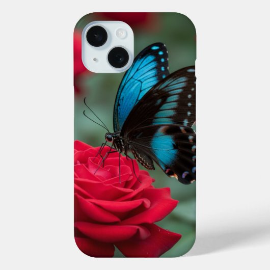 Coques Case-Mate iPhone Belle Rose Rouge Papillon - (Verso)