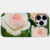 Coques Case-Mate iPhone Belle roses roses blanches romantiques (Verso (horizontal))