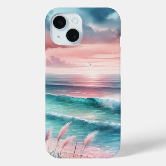 Coques Case-Mate iPhone Belle scène océanique en rose et bleu (Verso)