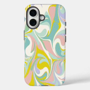 Coques iPhone 16 Belle spirale en marbre Abstrait dans les couleurs