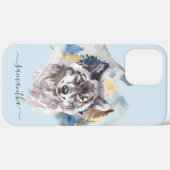 Coques Case-Mate iPhone Belle Tête de loup Aquarelle Forêt Monogramme (Verso / Droite)
