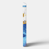 Coques Case-Mate iPhone Belles cloches de Noël dorées avec Bow Bleu (Verso / Gauche)