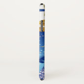 Coques Case-Mate iPhone Belles cloches de Noël dorées avec Bow Bleu (Dos/Droite)