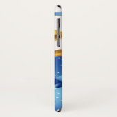 Coques Case-Mate iPhone Belles cloches de Noël dorées avec Bow Bleu (Dos/Gauche)