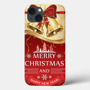 Case-Mate iPhone Case Belles cloches de Noël dorées avec Bow rouge